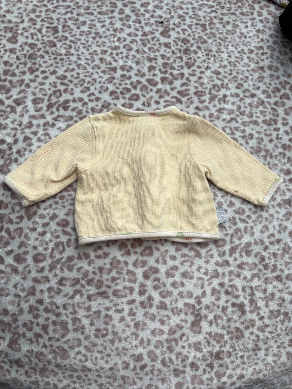 Vintage Yellow Baby Zip Up Sweater Size 6-9 Months Cow Appliqué Cottagecore